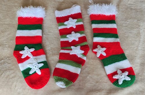 CD, Christmas stockings, crochet.